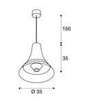 Lampa suspendata, lustra BATO 35 pandantiv E27, aur