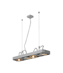 Lampa suspendata, lustra AIXLIGHT® Pendant GU10, grey pendant, four-headed, QR111, rectangular, silver-grey, L/W/H 77/18/5 cm, 2x75W max.,