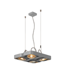 Lampa suspendata, lustra AIXLIGHT® Pendant GU10, grey pendant, four-headed, QR111, square, silver-grey, L/W/H 40/36/5 cm, 2x75W max.,