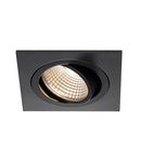 Spot incastrat, PIREQ 77 patrat, downlight, negru mat, 6W, 38 °, 3000K, inclusiv. conducator auto, clip de primavara,