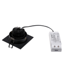 Spot incastrat, PIREQ 77 patrat, downlight, negru mat, 6W, 38 °, 3000K, inclusiv. conducator auto, clip de primavara,