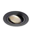 Spot incastrat, PIREQ 77 rotund, negru mat, 6W, 38 °, 3000K, inclusiv. conducator auto, clip de primavara.,