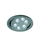 Spot incastrat, TRITON incastrata feroneria sase capete, cu LED-uri, 4000K, rotund, argintiu anodizat, orientabila, 18 W,