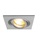 Spot incastrat, PIREQ GU10 SQUARE downlight aluminiu periat, max. 50W, inclusiv. arcuri clip,