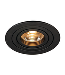 Spot incastrat, PIREQ GU10 RUNDA downlight mat negru, max. 50W, inclusiv. arcuri clip,