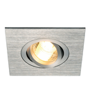 Spot incastrat, NEW TRIA 78 XL Ceiling lights GU10, aluminium recessed fitting, QPAR51, square, brushed aluminium, max. 50W, incl. clip springs,