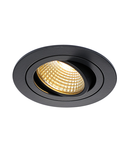 Spot incastrat, NEW TRIA 77 Ceiling lights, black LED, 2700K, round, matt black, 38°, incl. driver, clip springs,