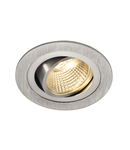 Spot incastrat, NEW TRIA 77 Ceiling lights, aluminium single-headed LED, 2700K, round, brushed aluminium, 38°, 9.1W, incl. driver, clip springs,