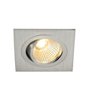 Spot incastrat, NEW TRIA 77 Ceiling lights, aluminium single-headed LED, 2700K, square, brushed aluminium, 38°, 9.1W, incl. driver, clip springs,