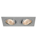 Spot incastrat, NEW TRIA 155 Ceiling lights, aluminium double-headed LED, 2700K, rectangular, brushed aluminium, 38°, 14.7W, incl. driver, clip springs,