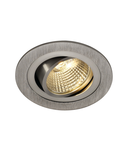 Spot incastrat, NEW TRIA 77 Ceiling lights, aluminium single-headed LED, 3000K, round, brushed aluminium, 38°, 9.1W, incl. driver, clip springs,