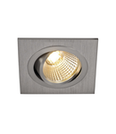 Spot incastrat, NEW TRIA 77 Ceiling lights, aluminium single-headed LED, 3000K, square, brushed aluminium, 38°, 9.1W, incl. driver, clip springs,