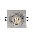 Spot incastrat, NEW TRIA 77 Ceiling lights, aluminium single-headed LED, 3000K, square, brushed aluminium, 38°, 9.1W, incl. driver, clip springs,