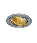 Spot incastrat, NEW TRIA Ceiling lights, aluminium single-headed LED, 2700K, round, brushed aluminium, 30°, 29W, incl. driver, clip springs,