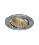 Spot incastrat, NEW TRIA Ceiling lights, aluminium single-headed LED, 3000K, round, brushed aluminium, 30°, 29W, incl. driver, clip springs,