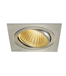 Spot incastrat, NEW TRIA Ceiling lights, aluminium single-headed LED, 2700K, square, brushed aluminium, 30°, 29W, incl. driver, clip springs,