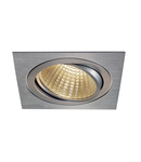 Spot incastrat, NEW TRIA Ceiling lights, aluminium single-headed LED, 3000K, square, brushed aluminium, 30°, 29W, incl. driver, clip springs,