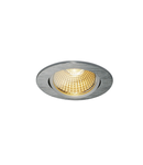 Spot incastrat, NEW TRIA 68 Ceiling lights, aluminium recessed fitting, LED, 3000K, round, brushed aluminium, 38°, 12W, incl. driver, clip springs,