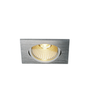 Spot incastrat, NEW TRIA 68 Ceiling lights, aluminium LED, 3000K, square, brushed aluminium, 38°, 12W, incl. driver, clip springs,