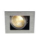 Spot incastrat, KADUX Ceiling lights GU10, aluminium single-headed, QPAR51, square, brushed aluminium, max. 50W, incl. clip springs,