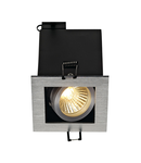 Spot incastrat, KADUX Ceiling lights GU10, aluminium single-headed, QPAR51, square, brushed aluminium, max. 50W, incl. clip springs,