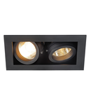 Spot incastrat, KADUX Ceiling lights GU10, black double-headed, QPAR51, rectangular, matt black, max. 100W, incl. clip springs,