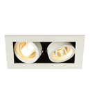 Spot incastrat, KADUX Ceiling lights GU10, white double-headed, QPAR51, rectangular, matt white, max. 100W, incl. clip springs,