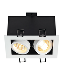 Spot incastrat, KADUX Ceiling lights GU10, white double-headed, QPAR51, rectangular, matt white, max. 100W, incl. clip springs,