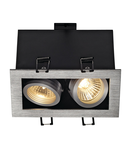 Spot incastrat, KADUX Ceiling lights GU10, aluminium double-headed, QPAR51, rectangular, brushed aluminium, max. 100W, incl. clip springs,