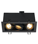 Spot incastrat, KADUX Ceiling lights GU10, black triple-headed, QPAR51, rectangular, matt black, max. 150W, incl. clip springs,