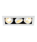 Spot incastrat, KADUX Ceiling lights GU10, white triple-headed, QPAR51, rectangular, matt white, max. 150W, incl. clip springs,