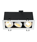 Spot incastrat, KADUX Ceiling lights GU10, white triple-headed, QPAR51, rectangular, matt white, max. 150W, incl. clip springs,