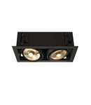 Spot incastrat, KADUX Ceiling lights GU10, black double-headed, QPAR111, rectangular, matt black, max. 150W,