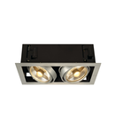 Spot incastrat, KADUX Ceiling lights GU10, aluminium double-headed, QPAR111, rectangular, brushed aluminium, max. 150W,