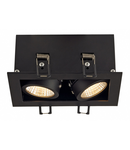 Spot incastrat, KADUX Ceiling lights, black double-headed LED, 3000K, rectangular, matt black, 38°, 15W, incl. driver,