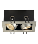 Spot incastrat, KADUX Ceiling lights, aluminium double-headed LED, 3000K, rectangular, brushed aluminium, 38°, 15W, incl. driver,