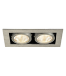 Spot incastrat, KADUX Ceiling lights, aluminium double-headed LED, 3000K, rectangular, brushed aluminium, 38°, 15W, incl. driver,