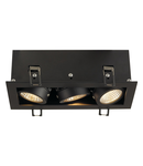 Spot incastrat, KADUX Ceiling lights, black triple-headed LED, 3000K, rectangular, matt black, 38°, 22W, incl. driver,