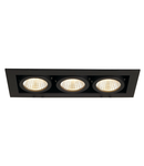 Spot incastrat, KADUX Ceiling lights, black triple-headed LED, 3000K, rectangular, matt black, 38°, 22W, incl. driver,