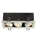 Spot incastrat, KADUX Ceiling lights, white triple-headed LED, 3000K, rectangular, matt white, 38°, 3x9W, incl. driver,