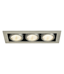 Spot incastrat, KADUX Ceiling lights, aluminium triple-headed LED, 3000K, rectangular, brushed aluminium, 38°, 3x9W, incl. driver,