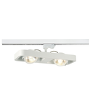 Iluminat decorativ pe sina, LYNAH spot pentru 240V track 3 faze, cu doua capete, cu LED-uri, 3000K, rotund, alb mat, max. 20W, inclusiv. adaptor 3 faze,