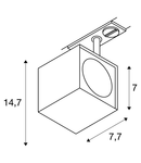 Iluminat decorativ pe sina, ALTRA DICE TRACK Senile GU10, pata gri pentru 240V pista 1 faza, QPAR51, patrat, gri-argintiu / negru, max. 50W, inclusiv. adaptor 1 faza,