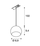 Iluminat decorativ pe sina, LIGHT EYE ® 90 Senile GU10, pandantiv alb pentru 240V track 1 faza, LED GU10, alb / crom, cablu transparent, 5W, inclusiv. adaptor 1 faza, alb,