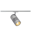 Iluminat decorativ pe sina, Traseele STRUCTEC, cu LED-uri gri, 3000K, rotund, de argint, 36 °, 24W, inclusiv. adaptor 1 faza,