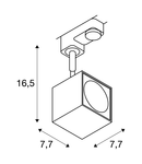 Iluminat decorativ pe sina, ALTRA DICE TRACK Senile GU10, pata gri pentru 240V track 3 faze, QPAR51, patrat, gri-argintiu / negru, max. 50W, inclusiv. adaptor 3 faze,