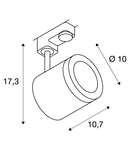 Iluminat decorativ pe sina, Melodii ENOLA C TRACK, la fata locului gri pentru 240V track 3 faze, cu LED-uri, 3000K, rotund, gri-argintiu, 35 °, 11,2 W, inclusiv. adaptor 3 faze,