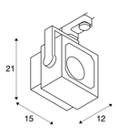 Iluminat decorativ pe sina, EURO Senile CUBE, la fata locului gri pentru 240V track 3 faze, LED, 3000K, gri-argintiu, 60 °, inclusiv. adaptor 3 faze,