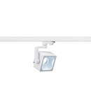 Iluminat decorativ pe sina, Melodii CUBE EURO, pata alba pentru 240V track 3 faze, LED, 4000K, alb, 60 °, incl. adaptor 3 faze,