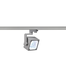 Iluminat decorativ pe sina, EURO Senile CUBE, la fata locului gri pentru 240V track 3 faze, LED, 4000K, gri-argintiu, 60 °, inclusiv. adaptor 3 faze,